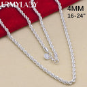 925 Sterling Silver Rope Chain Necklace: Elegant Unisex Jewelry  ourlum.com 45cm  