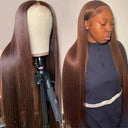 Chocolate Brown Straight Lace Front Wig Luxurious Remy Hair