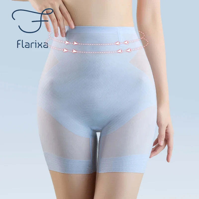 Flarixa Ultra Thin Ice Silk Safety Shorts Women High Waist Shaping Panties Seamless Slimming Underwear Tummy Pants Body Shaper