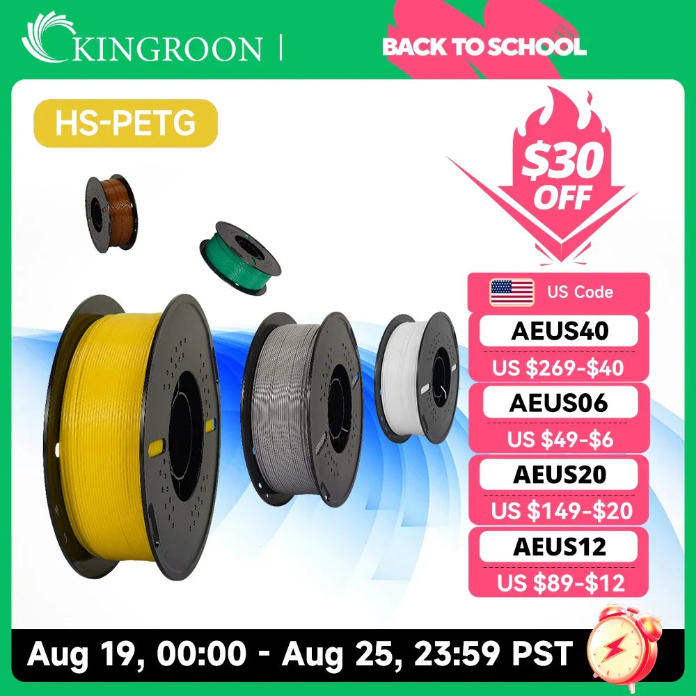 KINGROON Newest HS-PETG 3D Printer Filament 1.75mm High Speed 3D Printinng Material Hyper PETG 5KG 10KG Mix Color