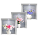 3 Pcs 3D Three-Dimensional Simulation Window Flower Wall Sticker Vase Household Decor