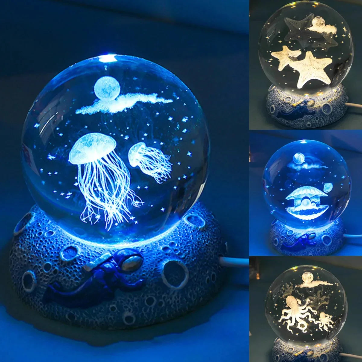 USB LED night light, Galaxy Crystal Ball lamp, 3D planet moon lamp, home decoration  ourlum.com   