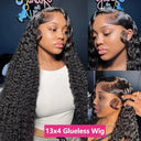 Luxury Brazilian Deep Wave Curly Lace Front Wig Glueless