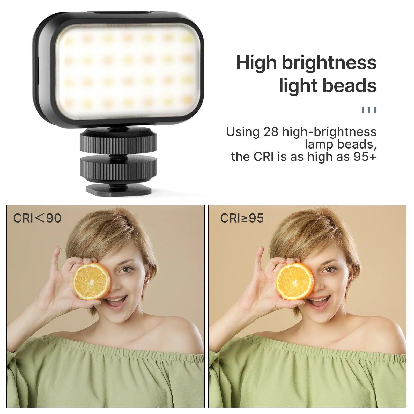 Ulanzi VL28 5500K Mini LED Video Light for GoPro, iPhone - Compact Rechargeable On-Camera Lighting Kit  ourlum.com   