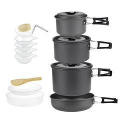 Versatile Lightweight Camping Cookware Set for 1-7 People with Carrying Bag - Perfect for Outdoor Adventures