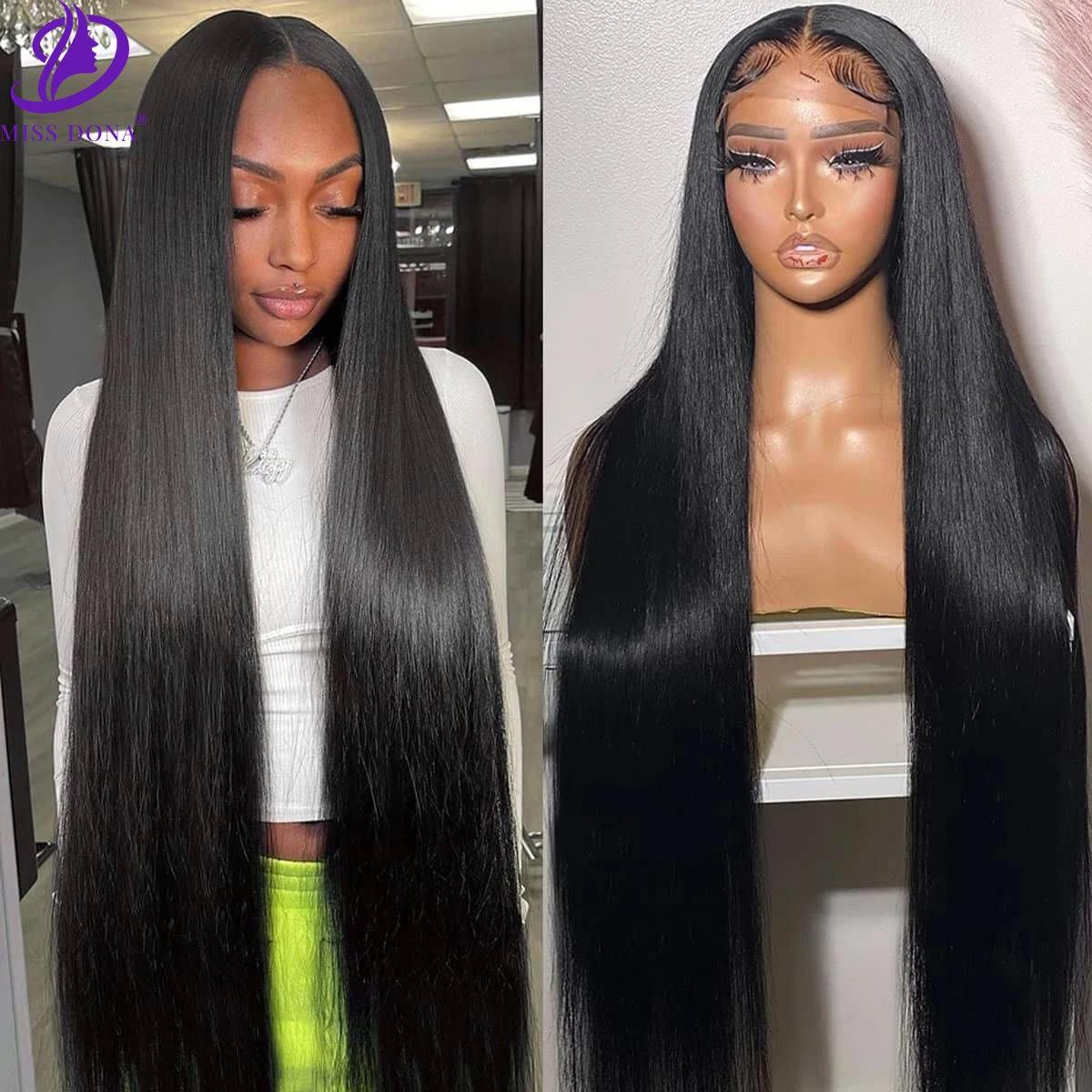 250 Density 40-48" Transparent Lace Front Remy Human Hair Wig - Straight Style  ourlum.com 360 Lace Wig 26 inches 200 Density