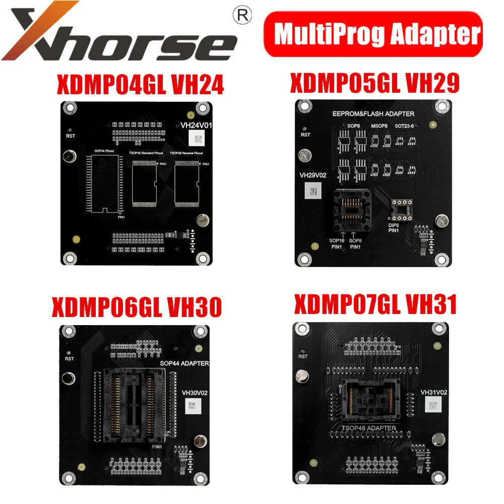 Xhorse XDMP04GL XDMP05GL XDMP06GL XDMP07GL VH24 SOP44&TSOP48 VH29 EEPROM&FLASH VH30 SOP44 VH31 TSOP48 Adapters for Multi-Prog