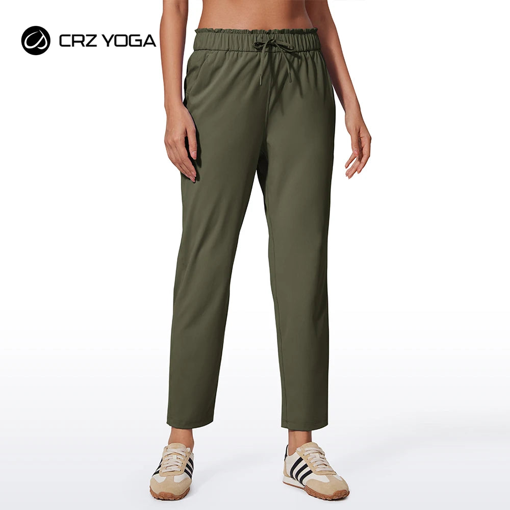 CRZ YOGA 4-Way Stretch Ankle Pants for Women High Waisted 7/8 27" Casual Dress Travel Golf Work Pants with Pockets