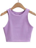 2023 Summer Collection Women's Sleeveless Double Nylon Tank Tops - Elegant O-neck Design  ourlum.com   