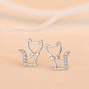 Starlight Elegance Silver Star Stud Earrings Dazzling Zircon Design