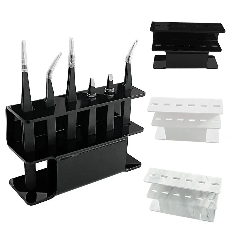 Acrylic Eyelash Tweezers Storage Holder Stand 6 Holes Convenient Tweezers Stand Shelf Hold Eyelash Extension Tattoo Makeup Tool  ourlum.com   