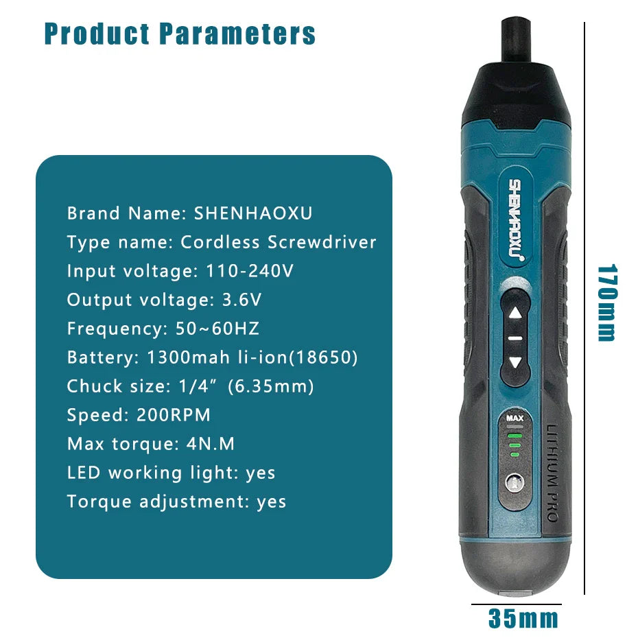 Cordless Electric Screwdriver Rechargeable 1300mah Lithium Battery Mini Drill 3.6V Power Tools Set Household Maintenance Repair  ourlum.com   