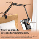 Tablet Holder for Bed with 90cm Metal Arm 360 Rotating Stand