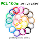 3D Pen Filament Kit: Colorful 1.75mm PLA ABS PCL Plastic Set  ourlum.com PCL 20Colors 100m  