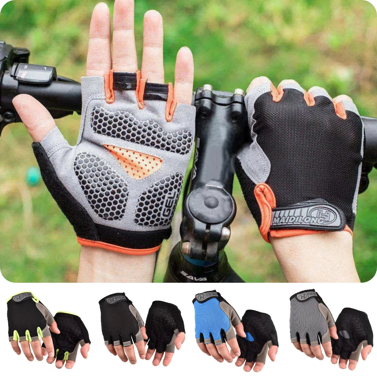 Fingerless Cycling Gloves for Men and Women - Breathable Anti-Slip Fitness Training Gloves with Gel Padding for Bodybuilding and Sports