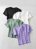 Women's Casual Short Sleeve Crop Top Slim Fit Tee for Workout