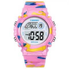 COOBOS Kids Waterproof LED Sports Watch: Active Navy Blue Camo Style