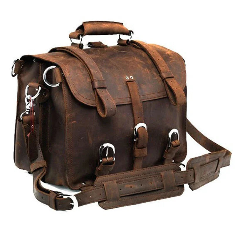 Classic Crazy Horse Leather Duffle Bag for Men - Vintage Travel Tote & Weekend Luggage