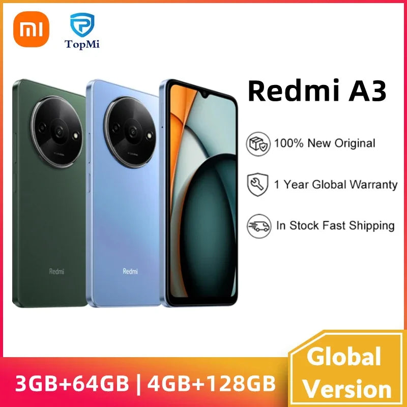 Xiaomi Redmi A3 Global Version 3GB 64GB 4GB128GB RedmiA3 MediaTek Helio G36 6.71" 90Hz Display Side fingerprint 5000mAh A3 Redmi