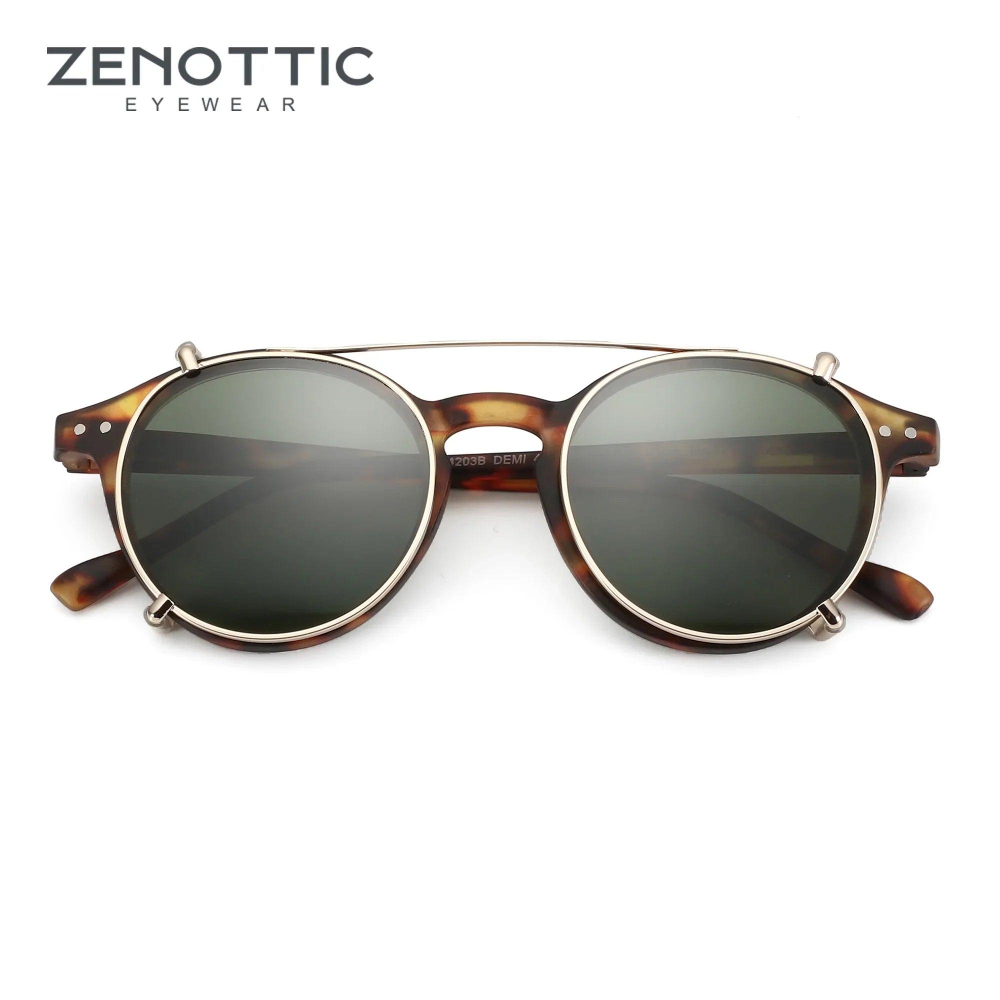 ZENOTTIC Vintage Steampunk Clip-On Sunglasses with Polarized and Anti Blue Light Lenses for Men and Women