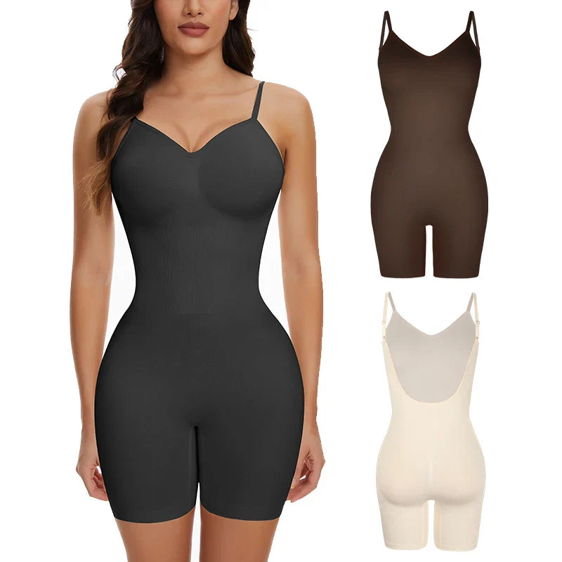 Seamless Open Crotch Bodysuit Shapewear for Women - Tummy Control & Posture Support