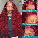 Burgundy 40 Inch Deep Wave Lace Front Wig Premium Quality