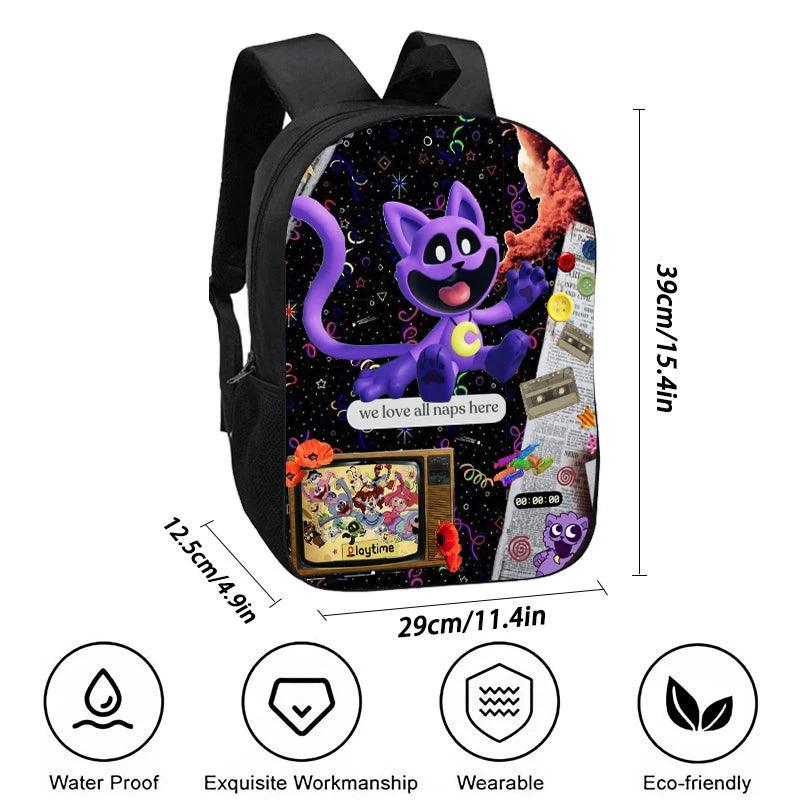 2 pcs Set Smiling Anime Critters Backpack with Pencil Bags for Boy Girls Cartoon Prints School Bags Mochila Best Gift for Child