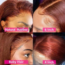 13x6 Reddish Brown Lace Front Human Hair Wig Pre Plucked