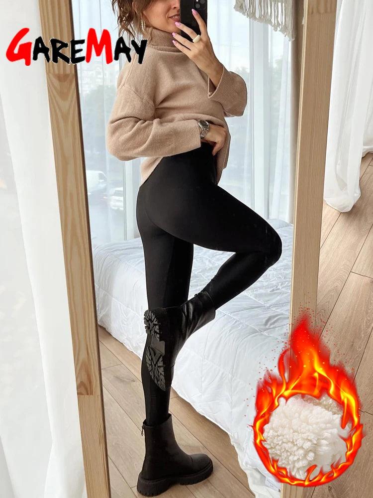 Cozy Chic Winter Leggings for Women - Stylish Thermal Velvet Cotton Slimming Tights with Fleece Lining  ourlum.com   