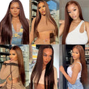 30 Inch Chocolate Brown Brazilian Human Hair Lace Front Wig