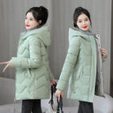 Winter Fashion Women Mid Length Down Cotton Jacket Warm