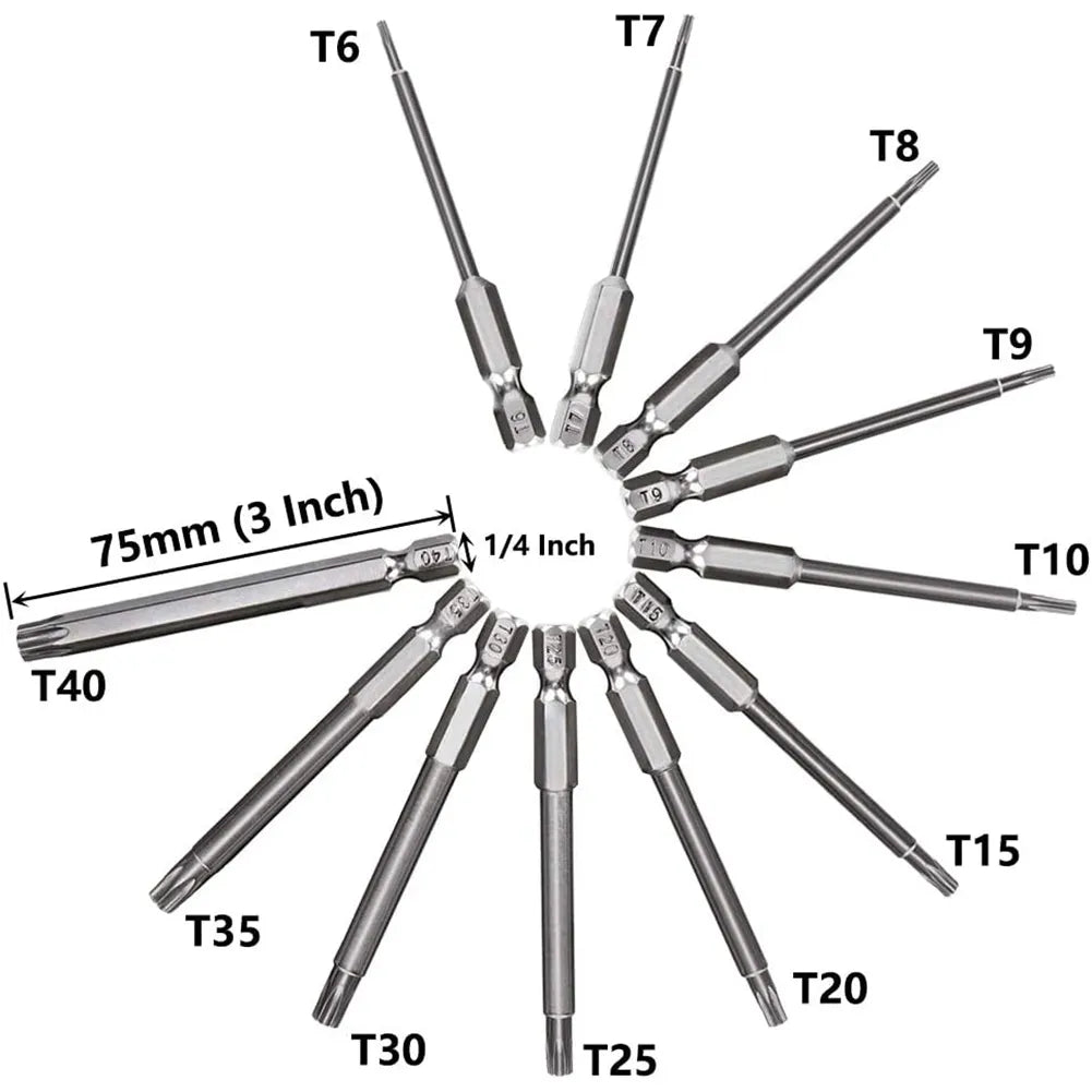 11-Piece Magnetic Tamper Proof Torx Screwdriver Bit Set  ourlum.com   