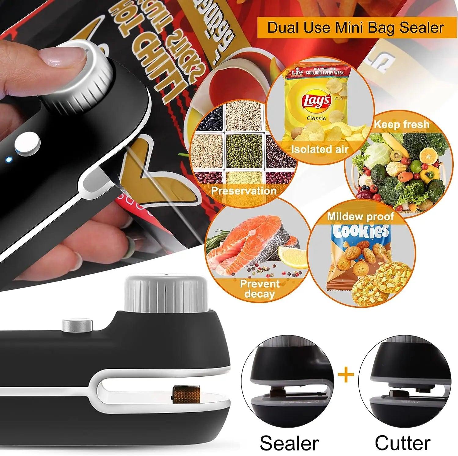 Mini USB Heat Sealer: Portable 2-in-1 Snack & Bag Clip  ourlum.com   