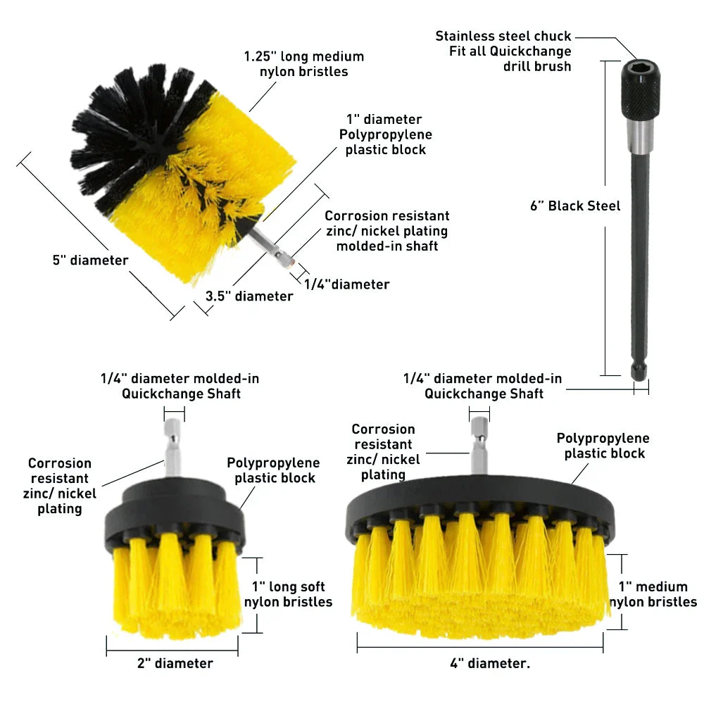 Electric Drill Brush Kit for All-Purpose Cleaning - Premium Scrubber Brushes  ourlum.com   