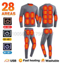 Winter Heated Underwear Set Women Men USB Electric Heating Jacket