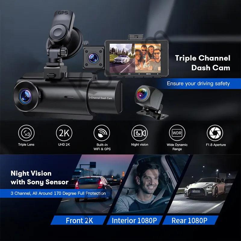 Kocam Dash Cam: Ultimate 3-Channel Car Cam with GPS & Night Vision  ourlum.com   