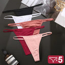 Seductive 5-Piece Cotton Blend G-String Panties Set for Women  ourlum Set2 M Set