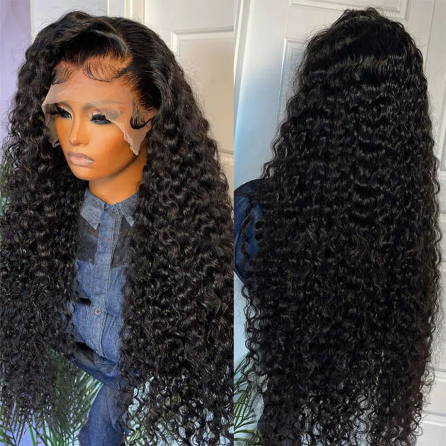 30-Inch Kinky Curly Lace Front Wig - 100% Human Hair Deep Wave Wigs for Women