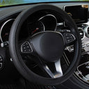 Black Automobile Steering Wheel Cover Dynamic Fiber Leather