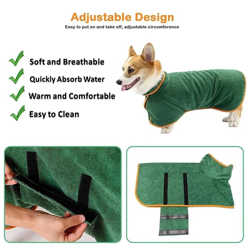 Dog Microfiber Bathrobe Towel for Dogs: Quick Drying Pet Coat & Accessories  ourlum.com   