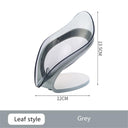 Leaf Shape Soap Dish: Automatic Drainage Shower Holder Blue Grey