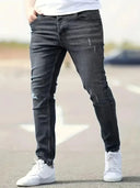 Men's Jeans Stretch Slim Fit Trousers Casual Denim Pants