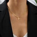 A-Z Alphabet Gold Plated Stainless Steel Pendant Necklace