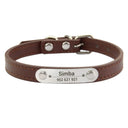 Custom Dog Collar: Engraved ID Anti-lost Leather for Dogs-Cats  ourlum Brown XXS (17-22cm) 