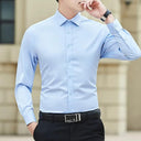 Classic White Slim Fit Business Shirt: Timeless Style for Every Season  ourlum.com light blue XL (58-65kg) 