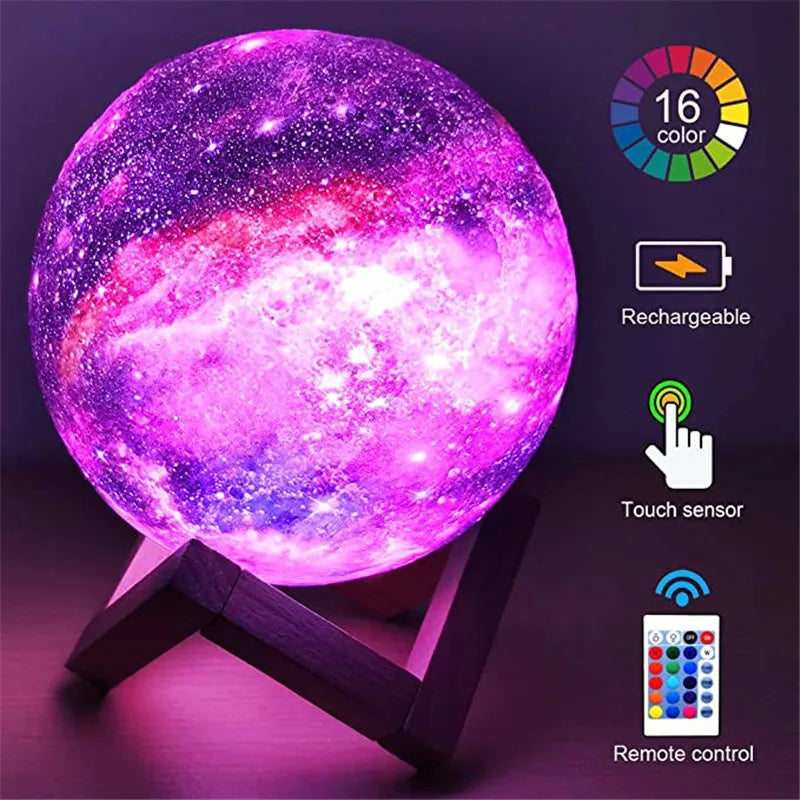 3D Print Moon Lamp 16 colors Remote LED Night Light Rechargeable Atmosphere NightLight Indoor Room Bedroom Decor Chirstmas Gifts  ourlum.com DIA 20cm  