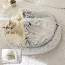 Round Plush Pet Bed with Cover Cozy 2-in-1 Nest for Dogs