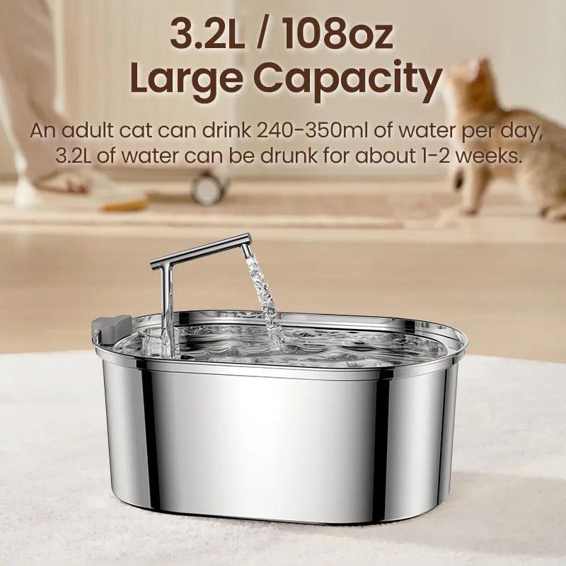 Stainless Steel Automatic Cat Water Fountain for Cats & Dogs  ourlum.com   