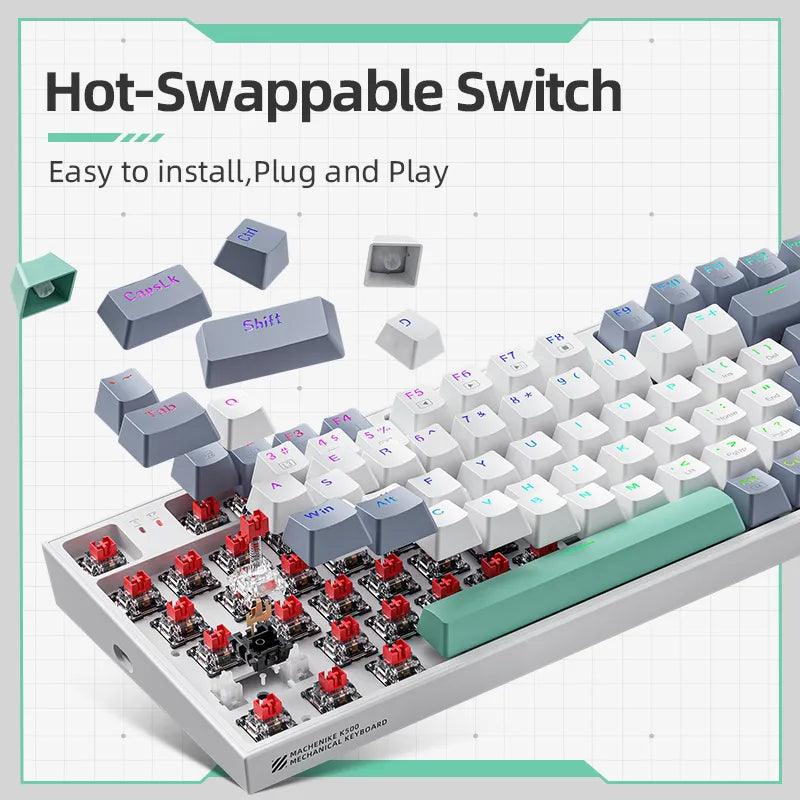 Machenike K500 Hot Swappable RGB Mechanical Keyboard - Customizable 94 Keys for Mac Windows  ourlum.com   