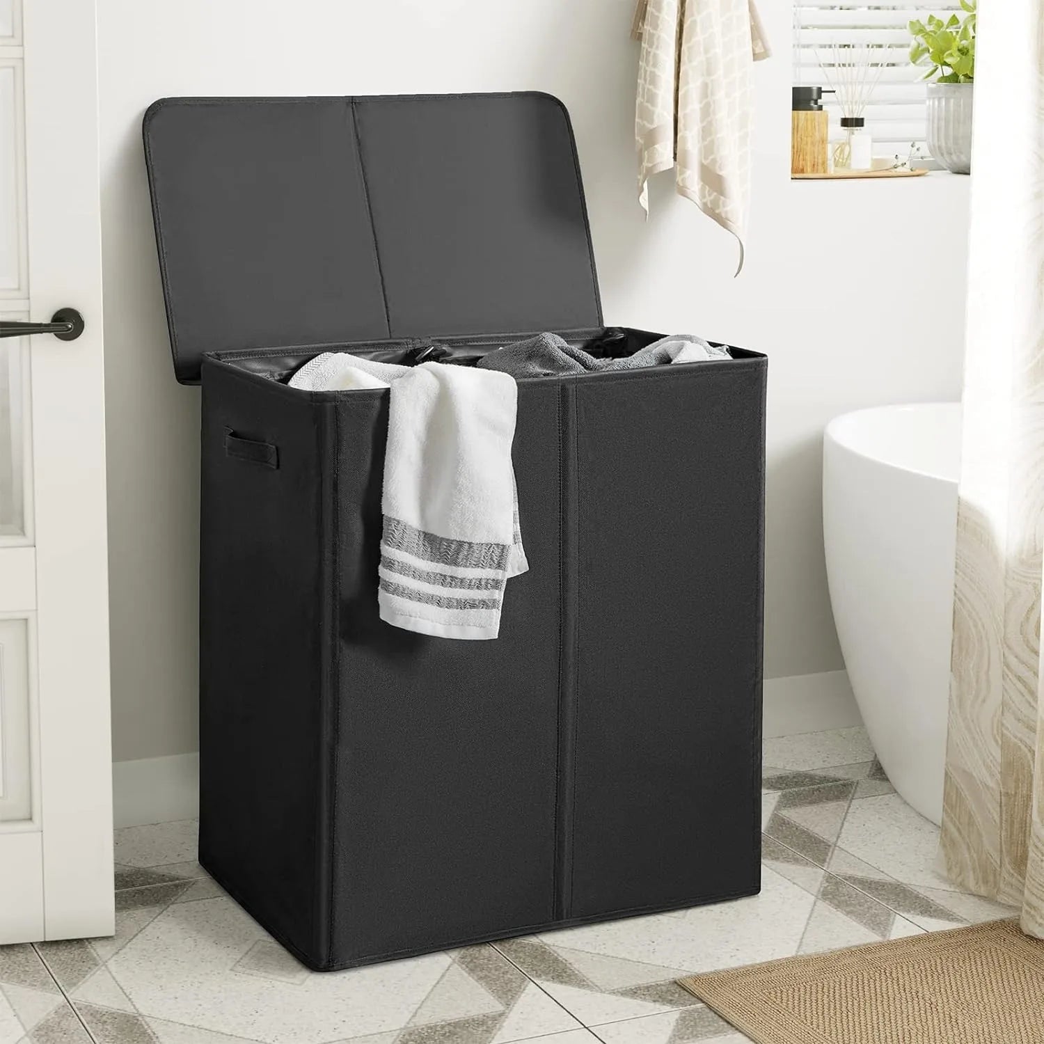 WOWLIVE 154L Double Laundry Hamper with Lid and Removable Bags